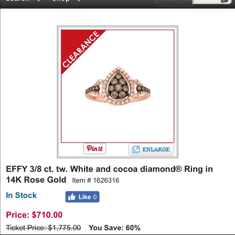 3/8 Ct. Cocoa & Rose Gold Ring Size 8